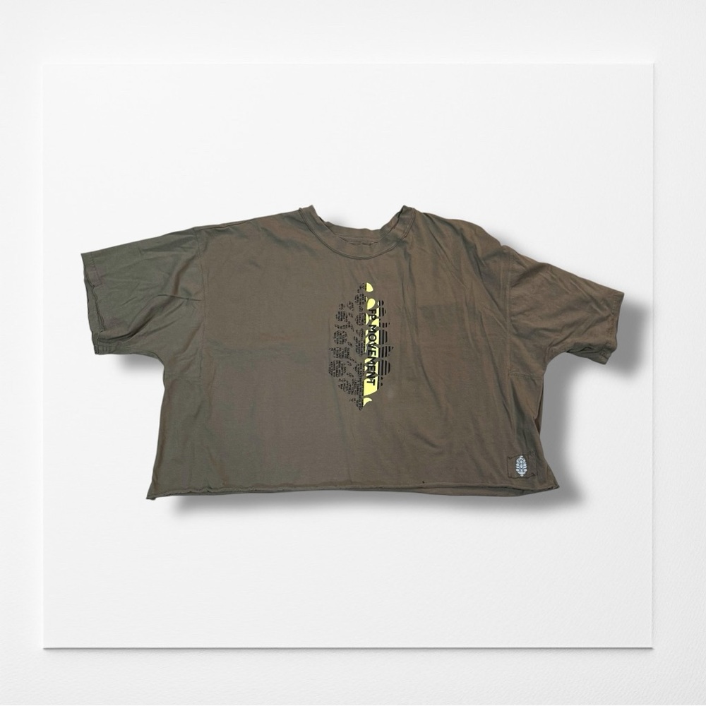 FP MOVEMENT by FREE PEOPLE Graphic Olive Green Crop Top, Size XL